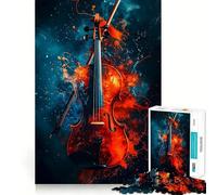 Rompecabezas de 1000 Piezas Violín en Salpicaduras para Adultos Juego de Habilidad Mental Corte láser para un Ajuste Actividad gratificante para días lluviosos (38x52cm)