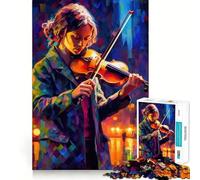 Rompecabezas de 1000 Piezas Violinista en la Ciudad - Juguete de desafío Mental - Troquelado de Alta precisión - Divertido Reto para el Tiempo de Espera (38x52cm)