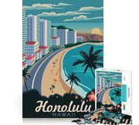 Rompecabezas de 1000 Piezas Visita a Honolulu Diseño de Bordes Finos Ideal para ejercitar la Mente, Relajarse y Disfrutar de la Navidad Regalo artístico (38x52cm)
