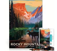 Rompecabezas de 1000 Piezas Visita a Las Montañas Rocosas Arte Impecable para ejercitar el Cerebro Juego para la Hora de Descansar Arte navideño para la Pared (50x75cm)