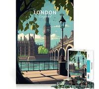 Rompecabezas de 1000 Piezas Visita a Londres Arte Impecable para ejercitar el Cerebro Juego para la Hora de Descansar Arte navideño para la Pared (50x75cm)