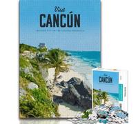 Rompecabezas de 1000 Piezas Visita Cancún para Adolescentes, Ideal para Pasar el Tiempo Libre en casa y aliviar el estrés, con póster a Juego y Hoja de Trivia de 50x75cm