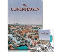 Rompecabezas de 1000 Piezas Visita Copenhague para Adolescentes, Ideal para Pasar el Tiempo Libre en casa y aliviar el estrés, con póster y Hoja de Trivia a Juego (50x75cm)