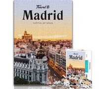 Rompecabezas de 1000 Piezas Visita Madrid, desafiante Pero Divertido y Divertido, con póster y Hoja de Trivia a Juego (50x75cm)