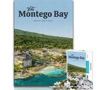 Rompecabezas de 1000 Piezas Visita Montego Bay para Adolescentes, Ideal para Pasar el Tiempo Libre en casa y aliviar el estrés, con póster y Hoja de Trivia a Juego, 50x75cm