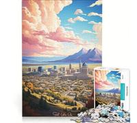 Rompecabezas de 1000 Piezas Visita Salt Lake City Juego práctico para Entrenar tu Cerebro y Tus Manos con Piezas de Formas aleatorias Que encajan Perfectamente 38x26cm