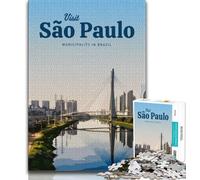 Rompecabezas de 1000 Piezas Visita Sao Paulo para Adolescentes, Juego Familiar para aliviar el estrés, desafío difícil, Grandes Regalos y Juguetes, 75x50cm