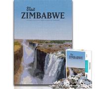 Rompecabezas de 1000 Piezas Visita Zimbabue para Adultos y Adolescentes, Juego Educativo, desafío, Juguete, decoración de Pared, cumpleaños y Navidad, 38x26cm