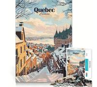 Rompecabezas de 1000 Piezas Vista Invernal de la Ciudad de Quebec,Piezas de Corte Limpio,desafío Mental,Juguete,Momento de Calma,diversión,Pieza de Arte navideña (38x52cm)
