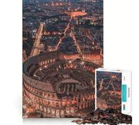 Rompecabezas de 1000 Piezas,Vista Nocturna del Coliseo,Ajuste, Arte,Juego de Habilidad y Pensamiento,Tiempo de Descanso,Juego, (50x75cm)