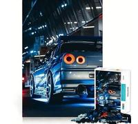 Rompecabezas de 1000 Piezas,Vista Trasera del Nissan Skyline R Azul,Juego de construcción con articulaciones afiladas,Juego Tranquilo,Juego Divertido para cumpleaños 50x75cm
