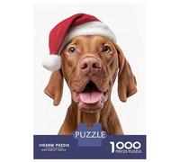 Rompecabezas De 1000 Piezas Vizsla Dog with Santa Hat Portrait Rompecabezas para Adultos Juego De Ingenio Análisis Y Lógica Cumpleaños 70x50cm/1000pcs