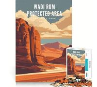 Rompecabezas de 1000 Piezas Wadi Rum Área protegida Corte Limpio Decoración Lógica Pensamiento Juego Tiempo de Juego Regalo de decoración navideña (38x52cm)