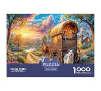 Rompecabezas de 1000 Piezas Wagon Journey, decoración de Pared y Regalos: Paisaje rústico de Granero con Burro, Papel Reciclado, Divertido y desafiante Juego Familiar, 52 x 38 cm (1000 Piezas)