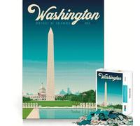Rompecabezas de 1000 Piezas Washington DC Travel Poste Flawless Fit Art Mind Challenge Toy Juego de Ocio Divertido Regalo de cumpleaños (50x75cm)