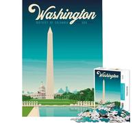 Rompecabezas de 1000 Piezas Washington DC Travel Poste Juegos educativos Juego desafiante Juguetes Regalos para Mujeres Hombres Actividades Familiares Tamaño 38x52cm