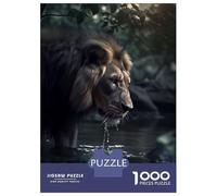 Rompecabezas De 1000 Piezas Water Drinking Lion Rompecabezas para Adultos Juego De Ingenio Análisis Y Lógica Cumpleaños 52x38cm/1000pcs