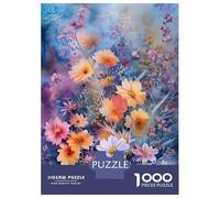 Rompecabezas De 1000 Piezas Watercolor Flowers Rompecabezas para Adultos Juego De Ingenio Carrera De Velocidad De Manos Cumpleaños Y Navidad 38x26cm/1000pcs