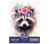 Rompecabezas De 1000 Piezas Watercolor Raccoon Art Rompecabezas para Adultos Juegos Familiares Ensamblaje De Patrones Cumpleaños Y Navidad 70x50cm/1000pcs