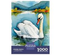 Rompecabezas De 1000 Piezas Watercolor Swan on Lake Rompecabezas Juguetes Antiestrés Decoración De Pared Cumpleaños Y Navidad 38x26cm/1000pcs