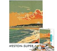 Rompecabezas de 1000 Piezas Weston-Super-Mare Atardecer Rompecabezas para Adultos Juegos Familiares para divertirse en Familia cumpleaños y Navidad (Tamaño 38x52cm)