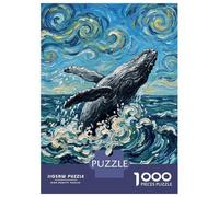Rompecabezas De 1000 Piezas Whale Breaching in Van Gogh Rompecabezas para Adultos Juego De Ingenio Análisis Y Lógica Interacción Entre Padres E Hijos 52x38cm/1000pcs