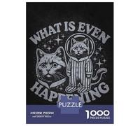 Rompecabezas De 1000 Piezas What Is Even Happening - Space Cat Existential Meme Rompecabezas para Adultos Juegos Familiares Ensamblaje De Patrones Cumpleaños Y Navidad 70x50cm/1000pc