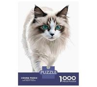 Rompecabezas De 1000 Piezas White Cat with Green Eyes Rompecabezas para Adultos Juguetes Antiestrés Regalos para Mujeres Regalos De Cumpleaños Únicos 70x50cm/1000pcs