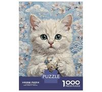Rompecabezas De 1000 Piezas White Kitten with Ball Painting Rompecabezas para Adultos Juego Familiar Desafío Difícil Oferta como Regalos para Toda La Familia 38x26cm/1000pcs