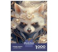 Rompecabezas De 1000 Piezas White Raccoon with Flowers Rompecabezas Juguetes Antiestrés Decoración De Pared Cumpleaños Y Navidad 70x50cm/1000pcs