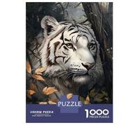 Rompecabezas De 1000 Piezas White Tiger Portrait Rompecabezas para Adultos Juego De Ingenio Carrera De Velocidad De Manos Cumpleaños Y Navidad 70x50cm/1000pcs