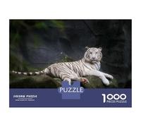 Rompecabezas De 1000 Piezas White Tiger Resting on Rock Rompecabezas para Adultos Juego De Ingenio Difícil Difícil Único Cumpleaños Y Regalos 38x26cm/1000pcs