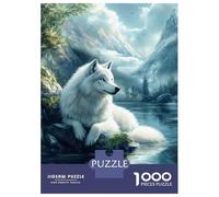 Rompecabezas De 1000 Piezas White Wolf by The Lake Rompecabezas para Adultos Juego De Ingenio Ensamblaje De Patrones Difícil Y Desafiante 52x38cm/1000pcs