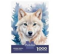 Rompecabezas De 1000 Piezas White Wolf Cute Watercolor Rompecabezas para Adultos Juego De Ingenio Análisis Y Lógica Interacción Entre Padres E Hijos 38x26cm/1000pcs