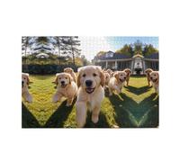 Rompecabezas de 1000 piezas Whjdpp Golden Retriever Puppies Picture Educational Intelectual Rompecabezas de madera, rompecabezas divertidos, juego para aliviar el estrés