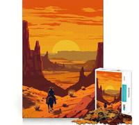Rompecabezas de 1000 Piezas Wild West Cowboy Sunset para Adolescentes Juego de Habilidades mentales Corte láser para un Ajuste Actividad Relajante para Grupos en Interiores (50x75cm)