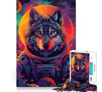 Rompecabezas de 1000 Piezas Wolf Astronaut Space Juego de Ejercicios de Pensamiento con Encaje Huecos Desafío Interactivo para el Cerebro en casa (50x75cm)