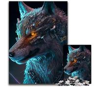 Rompecabezas de 1000 Piezas Wolf Cyber para Adultos, Ideal para decoración del hogar, cumpleaños, festividades y Regalos, 26x38cm/10,23x14,96 Pulgadas.