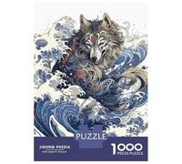Rompecabezas De 1000 Piezas Wolf Great Wave Japan Rompecabezas para Adultos Juego De Ingenio Corte De Precisión Cumpleaños Y Navidad 52x38cm/1000pcs