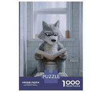 Rompecabezas De 1000 Piezas Wolf Reading on A Toilet Rompecabezas para Adultos Juegos Relajantes Análisis Y Lógica Cumpleaños Y Navidad 70x50cm/1000pcs