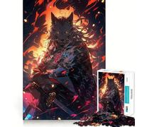 Rompecabezas de 1000 Piezas Wolf Samurai Oni para Adultos Entrenamiento Mental,diversión,Corte láser, Actividad Relajante para Grupos en Interiores (38x52cm)