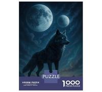 Rompecabezas De 1000 Piezas Wolf Under The Moonlight Rompecabezas para Adultos Juego De Ingenio Carrera De Velocidad De Manos Cumpleaños Y Navidad 52x38cm/1000pcs