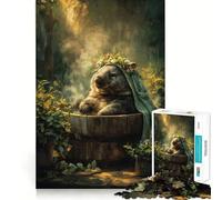 Rompecabezas de 1000 Piezas Wombat Relajado en una bañera con Flores para Adolescentes Rompecabezas Wise Think Toy Relax Time Clear Cut, Regalo para Festivales (38x26cm)