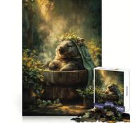Rompecabezas de 1000 Piezas Wombat Relajado en una bañera con Flores para Adolescentes Rompecabezas Wise Think Toy Relax Time Clear Cut, Regalo para Festivales (38x26cm)