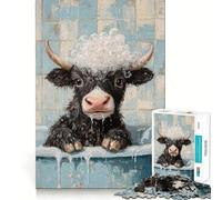 Rompecabezas de 1000 Piezas Yak en la bañera Juego de Ejercicios de Pensamiento con Encaje Huecos,desafío Interactivo para el Cerebro en casa (38x26cm)