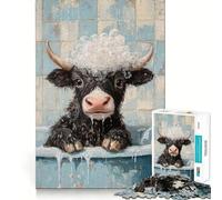 Rompecabezas de 1000 Piezas Yak en la bañera para Adultos Juguete para Resolver Problemas Juego de Corte de Calidad Profesional Actividad Relajante para Grupos en Interiores (38x52cm)