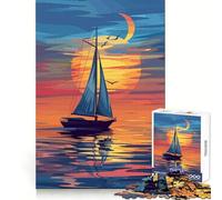 Rompecabezas de 1000 Piezas Yate al Atardecer en el océano para Adolescentes Mejora la Memoria Tiempo Libre Divertido Corte de Calidad Elegante (50x75cm)
