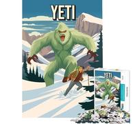 Rompecabezas de 1000 Piezas Yeti Cryptid Póster de Viaje Criptozoología para Juego Educativo Juguete de desafío para Juego Educativo Desafío difícil Regalos para cumpleaños Tamaño 38x52cm