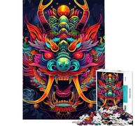 Rompecabezas de 1000 Piezas Yokai japonés neón Rompecabezas para Adultos Juegos relajantes una Obra de Arte cumpleaños y Navidad (tamaño 38x52cm)
