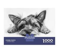 Rompecabezas De 1000 Piezas Yorkshire Terrier Pencil Drawing Rompecabezas para Adolescentes Juego De Ingenio Regalos para Mujeres Cumpleaños Y Navidad 52x38cm/1000pcs